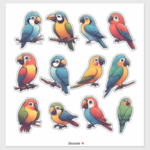 Colorful Parrot Sticker Set – Cute Tropical Bird