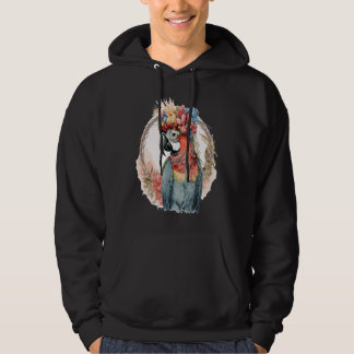 Colorful Parrot Watercolor Macaw Bird Flower Crown Hoodie