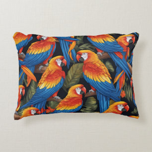 Colorful Parrots Accent Pillow