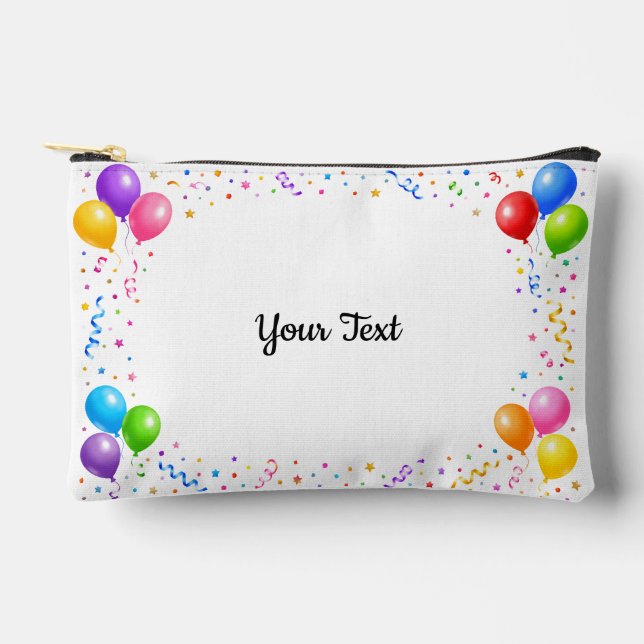Colorful Party Balloons Confetti Frame Design Accessory Pouch (Front)