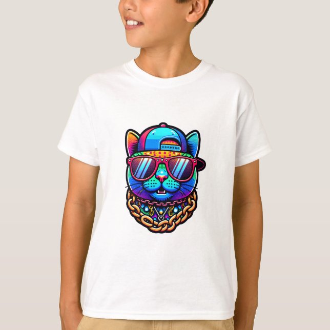 colorful party cat T-Shirt (Front)