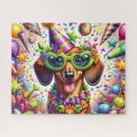 Colorful Party Dog Jigsaw Puzzle<br><div class="desc">Colorful Party Dog
Art/illustration
colorful
customizable</div>