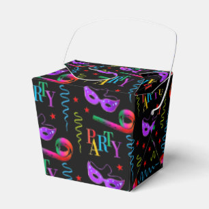 Colorful Party Masks Celebration Collage Black Favor Box