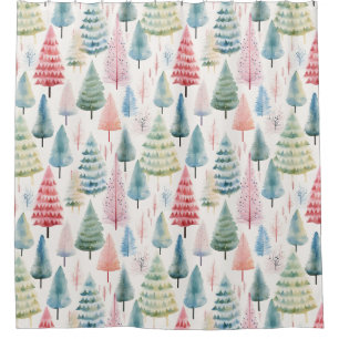 Colorful Pastel Christmas Pine Trees Pattern