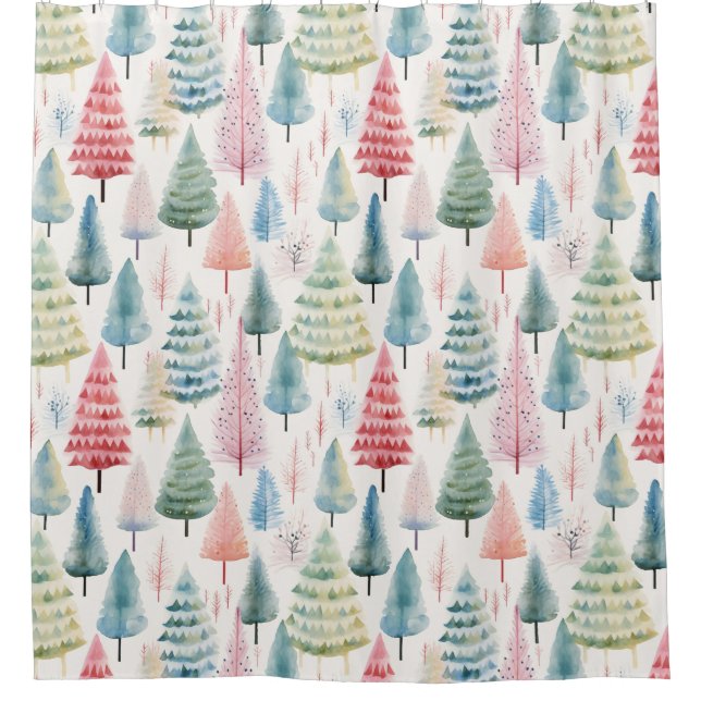 Colorful Pastel Christmas Pine Trees Pattern (Front)