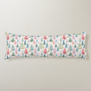 Colorful Pastel Christmas Pine Trees Pattern Body Pillow