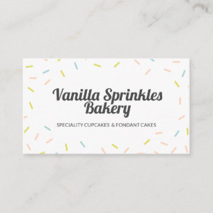 Colorful Pastel Cupcake Sprinkles Bakery Business Card