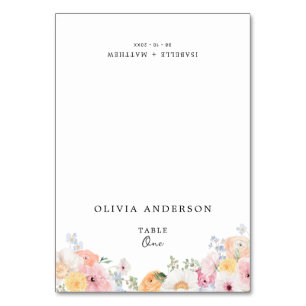 Colorful Pastel Floral Guest Name Table Number