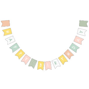 Colorful Pastel Happy Birthday  Bunting Flags