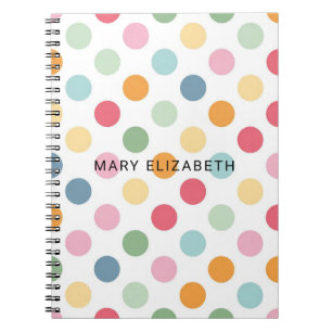 Colorful Pastel Polka Dot Personalized Notebook