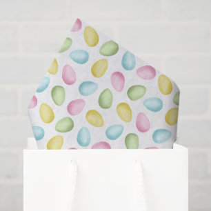 Colorful Pastel Watercolor Easter Eggs Pattern Tissue Paper