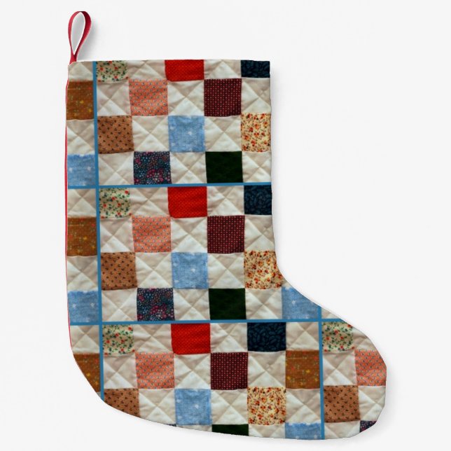 Colorful patchwork pattern small christmas stocking (Front)