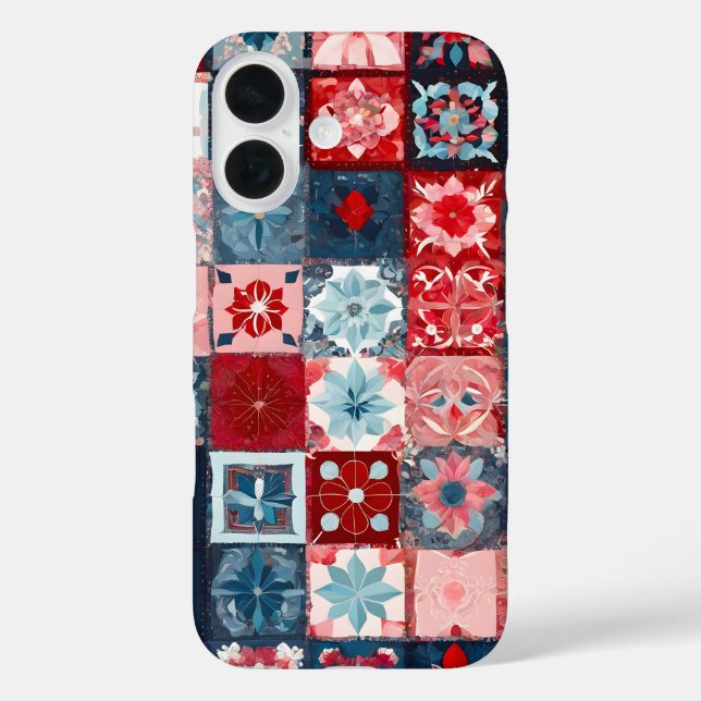 Colorful Patchwork Quilt Art iPhone Case (Back)