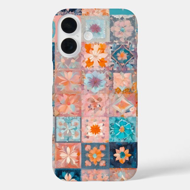 Colorful Patchwork Quilt Art iPhone Case (Back)