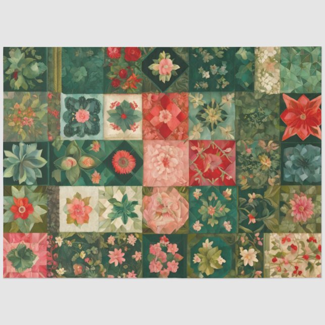Colorful Patchwork Quilt Art Tissue Paper (Front)