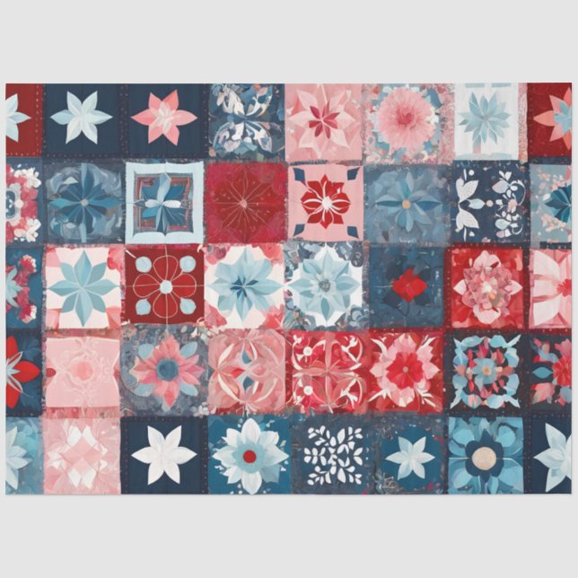 Colorful Patchwork Quilt Art Tissue Paper (Front)