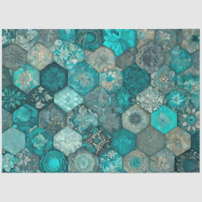 Colorful Patchwork Quilt Art Tissue Paper (Front)