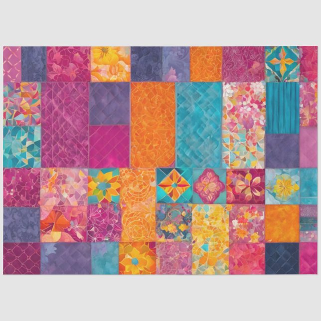 Colorful Patchwork Quilt Art Tissue Paper (Front)