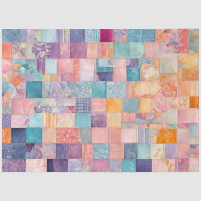 Colorful Patchwork Quilt Art Tissue Paper (Front)