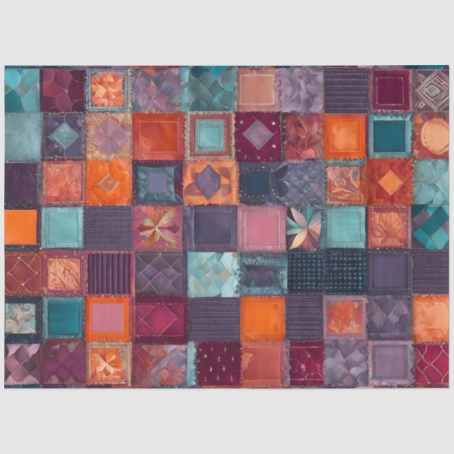 Colorful Patchwork Quilt Art Tissue Paper (Front)