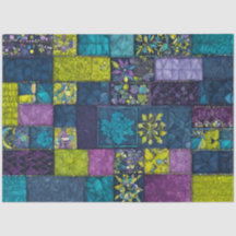 Colorful Patchwork Quilt Art Tissue Paper