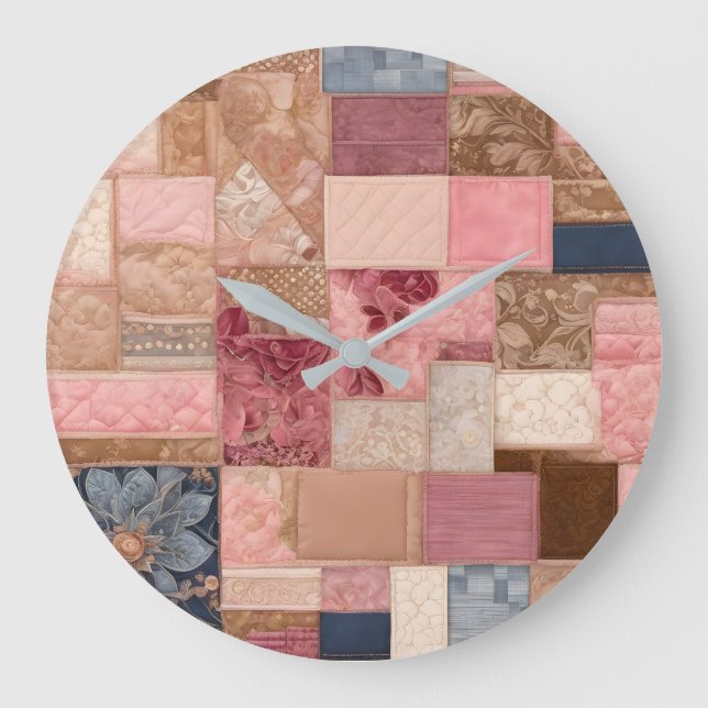 Colorful Patchwork Quilt Art Wall Clock (Front)