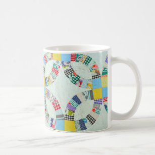 Colorful patchwork quilt coffee mug