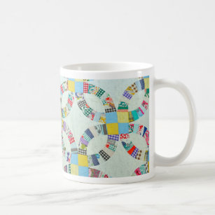 Colorful patchwork quilt coffee mug