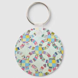 Colorful patchwork quilt keychain