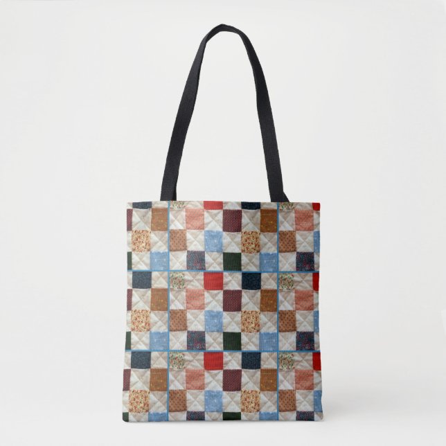 Colorful patchwork quilt pattern tote bag (Front)