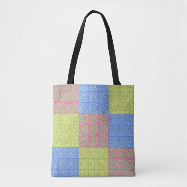 Colorful patchwork quilt pattern tote bag (Front)