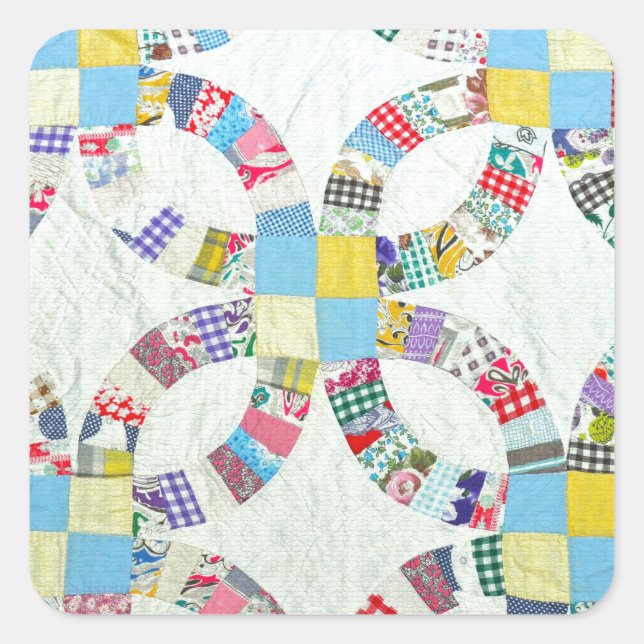 Colorful patchwork quilt square sticker (Front)