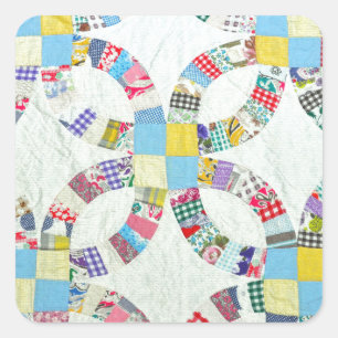 Colorful patchwork quilt square sticker