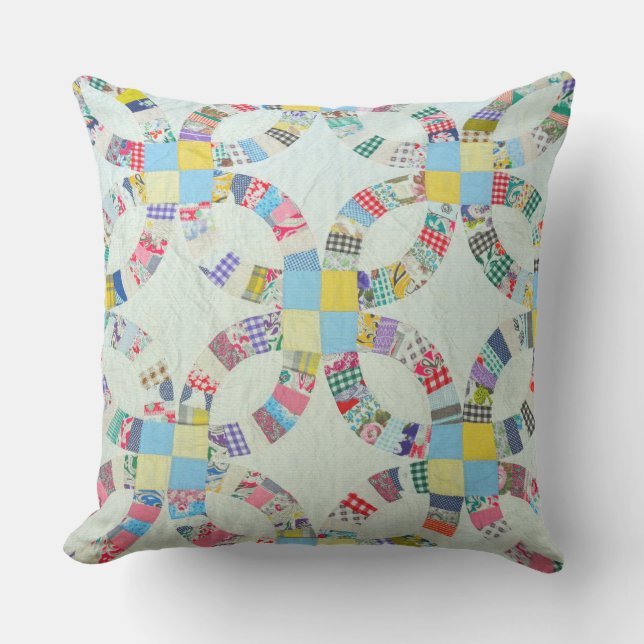 Colorful patchwork quilt throw pillow (Front)