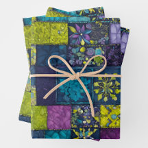 Colorful Patchwork Quilt Wrapping Paper Sheets