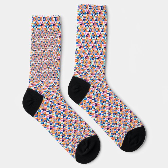 Colorful patterned socks with black heels and toes (Right)