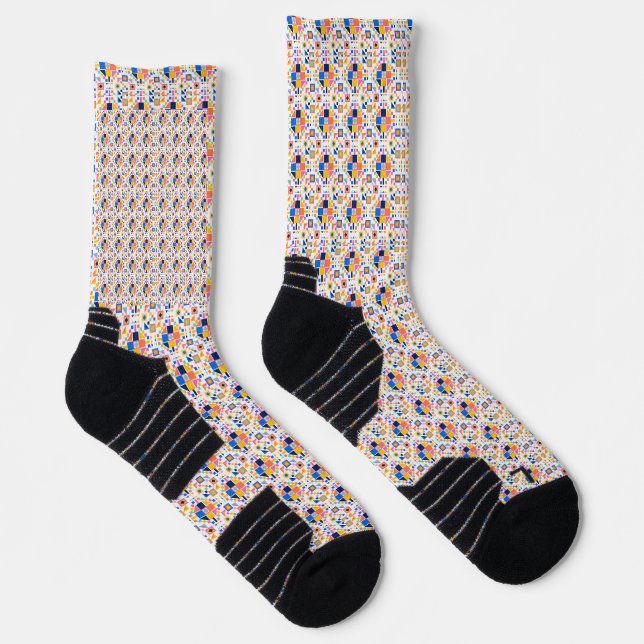 Colorful patterned socks with geometric designs (Right)