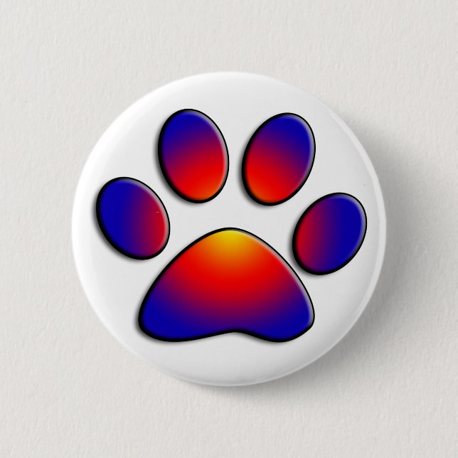 COLORFUL PAW 2 INCH ROUND BUTTON (Front)