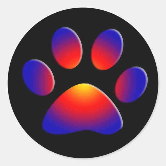 COLORFUL PAW CLASSIC ROUND STICKER (Front)