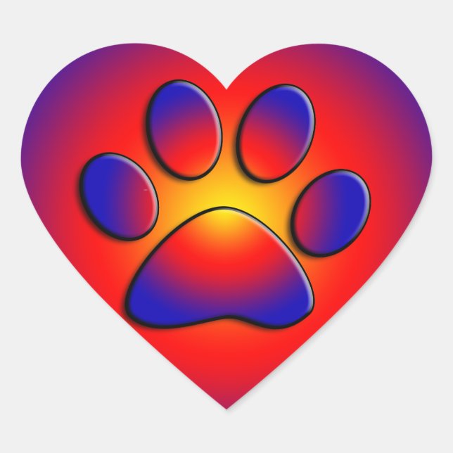 COLORFUL PAW Heart Heart Sticker (Front)