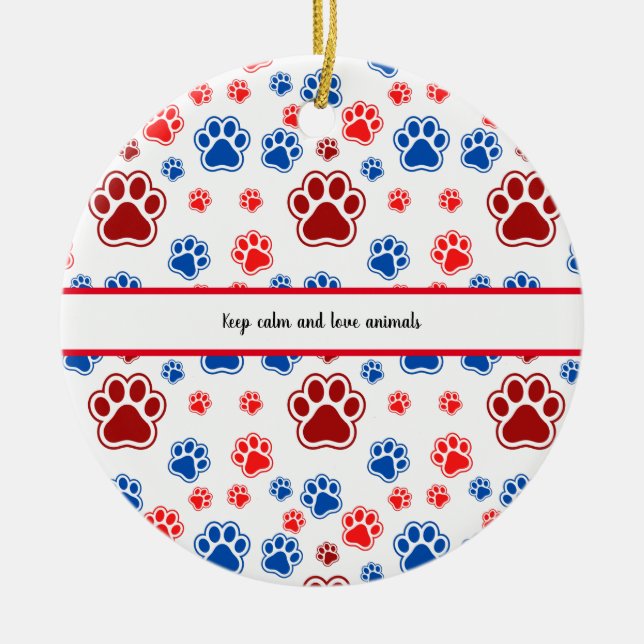 Colorful Paw Print - Best Dog Mom Gift Ceramic Ornament (Front)