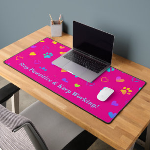 Colorful Paw Print Desk Mat 