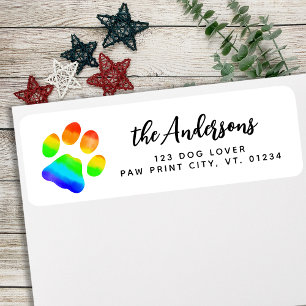 Colorful Paw Print Personalized Return Address