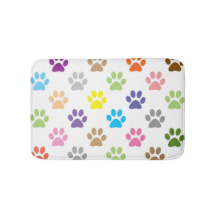 Colorful paw prints bath mat