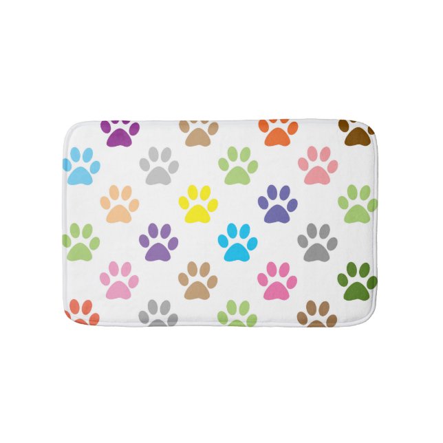 Colorful paw prints bath mat (Front)