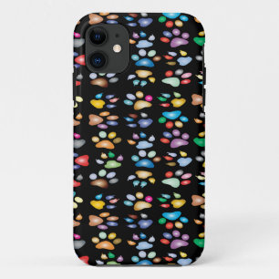 Colorful paw prints iPhone 11 case