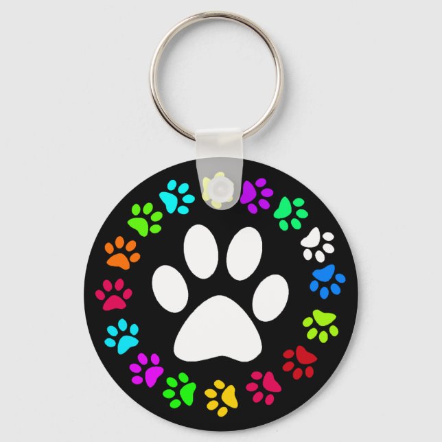COLORFUL PAW PRINTS KEYCHAIN (Front)