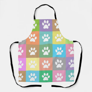 Colorful paw prints pattern      apron