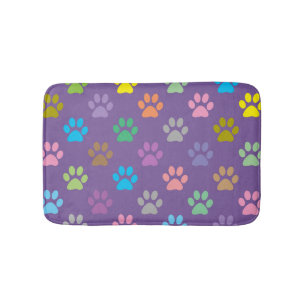 Colorful paw prints pattern bath mat