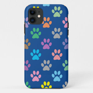 Colorful paw prints pattern iPhone 11 case